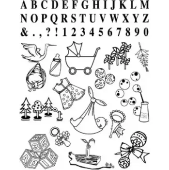 Dětské razítko Gelová razítka- Narození dítěte s abecedou a čísly