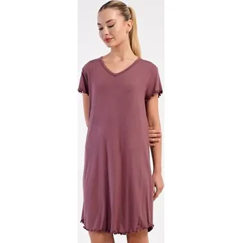 Dámská noční košile Dámská noční košile s krátkým rukávem Vienetta Secret Eliza kakaová M