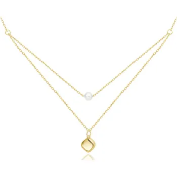 Řetízek Zlatý náhrdelník s přirodní perlou Au 585/1000