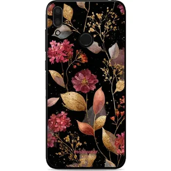 Pouzdro na mobilní telefon Lesklý kryt Mobiwear Glossy - Huawei Y7 2019 - G171G Zlatavé lístky a květy (Prémiové lesklé pouzdro, obal, kryt Mobiwear Glossy na mobil Huawei Y7 2019 - G171G Zlatavé lístky a květy, materiál Plast + TPU silikon - krytí po všech stranách, neošoupatelný)