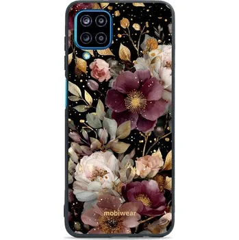 Lesklý kryt Mobiwear Glossy - Samsung Galaxy A12 / M12 - G169G Zlatavé kvítky (Prémiové lesklé pouzdro, obal, kryt Mobiwear Glossy na mobil Samsung Galaxy A12 / M12 - G169G Zlatavé kvítky, materiál Plast + TPU silikon - krytí po všech stranách,)