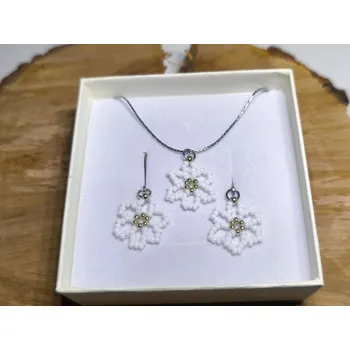 Souprava šperků Bellakvět Sada "Magnolie" - Náhrdelník & Náušnice | Miyuki & Ocel