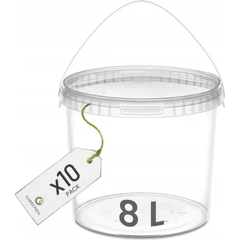 Dóza na potraviny Kbelík s víkem 8 L na potraviny, průhledný, SET 10 kusů