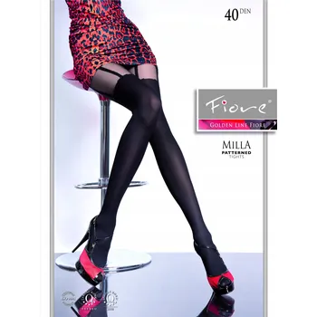 Dámské punčochy Punčocháče vzorované Fiore MILLA 40den černé Black velikost 4