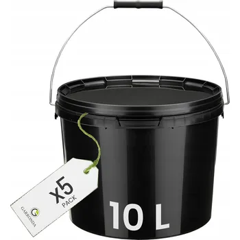 Dóza na potraviny Kbelík s víkem 10 L na potraviny, černý - SADA 5 kusů