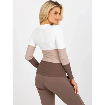 Dámská halenka Halenka RV BZ L896P bílo-hnědá FPrice, L i523_2016103328352