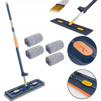 Bezpečnostní kamera DLOUHÝ PLOCHÝ MOP SADA S KYBLÍKEM PRO MOKRÉ I SUCHÉ ČIŠTĚNÍ + 4 NÁHRADNÍ HADRY