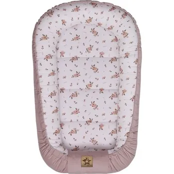 Dětský pokoj Hnízdečko pro miminko Premium Flowers, oboustranné - pudrově růžová; bílá, pudrově růžová; bavlna,hypoalergenní duté vlákno