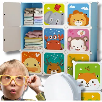 Šatní skříň Skříň Omna CUBES zvířátka 110 x 110 x 37 cm modrá