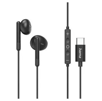 Sluchátka Hama USB-C sluchátka s mikrofonem Classy, pecky, černá