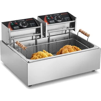fritéza Vevor Elektrická hluboká fritéza 18Qt/17L nerezová, 3 odnímatelné koše
