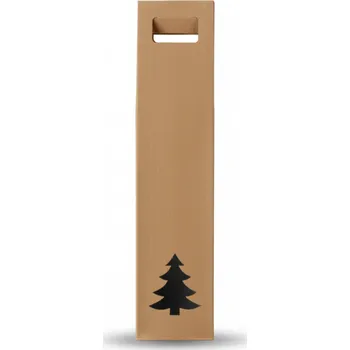Vánoční dekorace Vánoční krabice na víno s vyřezaným motivem - výřez stromeček 90x90x410 mm Hnědá 10 ks