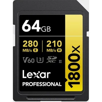 Paměťová karta Lexar SDXC Pro 1800x U3 UHS-II R280/W210 (V60) 64GB