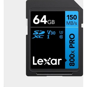 Paměťová karta Lexar SDXC 800x Pro UHS-I cards, C10 (V30) U3, R150, 64GB