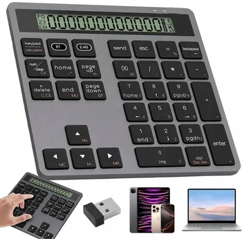 BEZDRÁTOVÁ NUMERICKÁ KLÁVESNICE BLUETOOTH 5.0 K NOTEBOOKU ŠEDÁ
