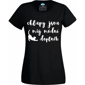 Dámské tričko Kočičí chlupy jsou můj módní doplněk (Velikost: 4XL, Barva: Černá)