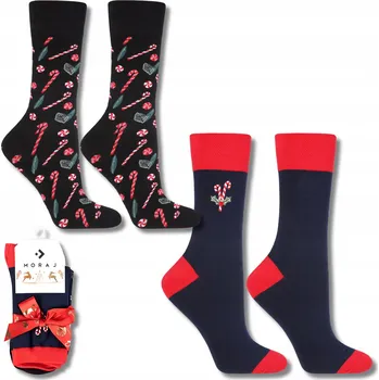 Dámské ponožky VÁNOČNÍ PONOŽKY SE STUŽKOU PONOŽKY DÁREK MORAJ 2 PÁRY 35-38