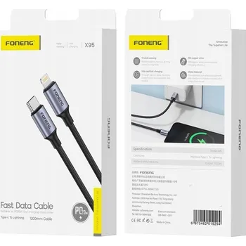 Datový kabel Kabel FONENG USB-C - Apple Lightning 1,2 m šedý