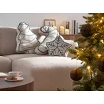 Sada 3 dekorativních polštářů světle bílá a zelená samet 40 x 40 cm 60 x 40 cm 70 x 35 cm vánoční motiv perník doplňky do domácnosti Beliani