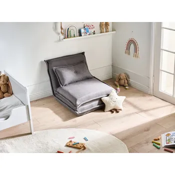 Pohovka Rozkládací pohovka tmavě šedá látkové čalounění křeslo s polštářem moderní design dětský pokoj obývací pokoj Beliani