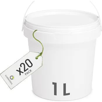 Dóza na potraviny Kbelík s víkem 20x 1 L plastový GARRONDA Atest nádoba BÍLÝ