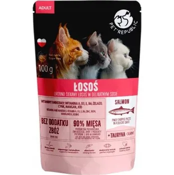 Krmivo pro kočku PetRepublic Mokré krmivo pro kočky Adult Losos kapsička 100g