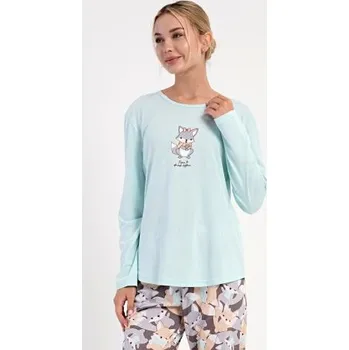 Dámské noční prádlo Dámské pyžamo dlouhé vienetta Secret Jezevec mentolová XL