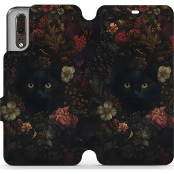 Pouzdro na mobilní telefon Flipové pouzdro Mobiwear - Huawei P20 - V161S Temné kočky (Knížkové flip pouzdro, obal, kryt na mobil Huawei P20 - V161S Temné kočky, materiál Umělá kůže + TPU - ochrana 360°, stojánek, silikonová vanička, magnetické zavírání)