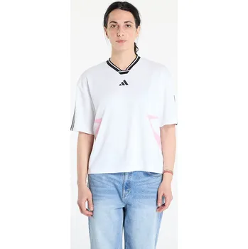 Pánské tričko Tričko adidas Tiro Cut 3 Stripes Color Block Boyfriend T-Shirt White/ Black/ True Pink M