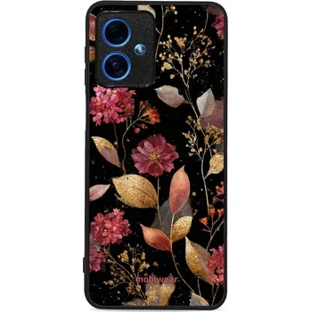 Pouzdro na mobilní telefon Lesklý kryt Mobiwear Glossy - Motorola Moto G54 5G - G171G Zlatavé lístky a květy (Prémiové lesklé pouzdro, obal, kryt Mobiwear Glossy na mobil Motorola Moto G54 5G - G171G Zlatavé lístky a květy, materiál Plast + TPU silikon - krytí po všech stranách,)