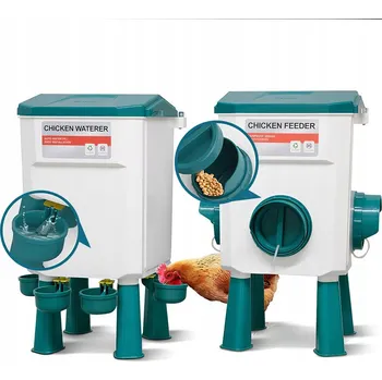 Krmítko pro ptáka Krmítko + Napáječka na KRMIVO pro Kuřata Kachny Husy Drůbež 20KG + 11L