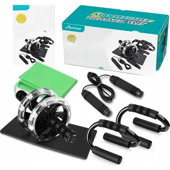 SADA PRO TRÉNINK BŘICHA MOVTOTOP KOLEČKO NA BŘIŠNÍCH SVALŮ S MADLY NA KLIKY + ŠVIHADLO