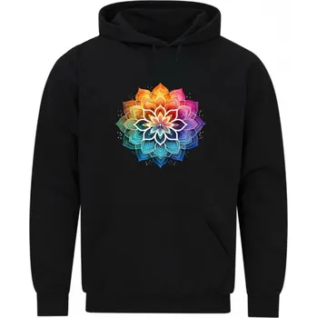 Pánská mikina Pánská mikina Květina Harmonie Duhová Mandala (Velikost: 5XL, Barva: Černá)