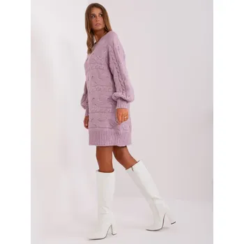 Dámský svetr Světle fialové oversize pletené šaty/pulovr AT-