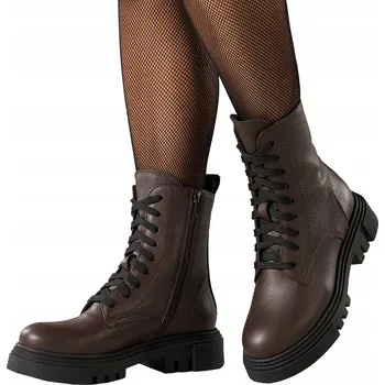 Dámské tenisky KOTNÍKOVÉ BOTY Čokoládové Dámské KOŽENÉ Platforma Šněrovací POHODLNÉ Módní vel 37