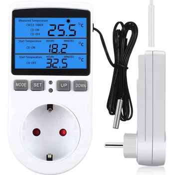 Elektrická zásuvka ELEKTRONICKÝ TERMOSTAT REGULÁTOR TEPLOTY DO ZÁSUVKY 230V 16A 3680W