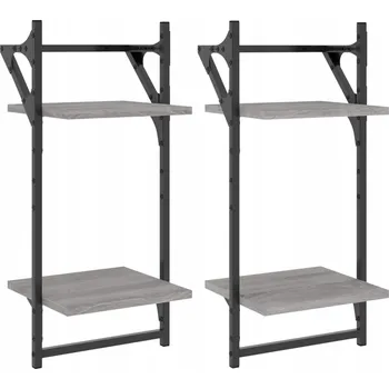 police 2patrové nástěnné police s tyčemi 2 ks šedé sonoma 30x25x65 cm