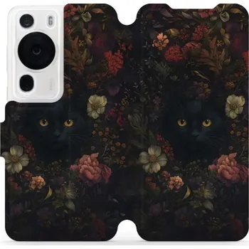 Pouzdro na mobilní telefon Flipové pouzdro Mobiwear - Huawei P60 Pro - V161S Temné kočky (Knížkové flip pouzdro, obal, kryt na mobil Huawei P60 Pro - V161S Temné kočky, materiál Umělá kůže + TPU - ochrana 360°, stojánek, silikonová vanička, magnetické zavírání)
