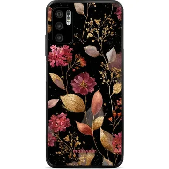 Lesklý kryt Mobiwear Glossy - Xiaomi Redmi Note 10 5G - G171G Zlatavé lístky a květy (Prémiové lesklé pouzdro, obal, kryt Mobiwear Glossy na mobil Xiaomi Redmi Note 10 5G - G171G Zlatavé lístky a květy, materiál Plast + TPU silikon - krytí po všech)