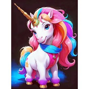 Diamantové malování Diamantový obrázek duhový jednorožec 30 x 40 cm