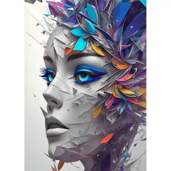 Diamantové malování Diamantový obrázek portrét dámy - abstrakce 30 x 40 cm