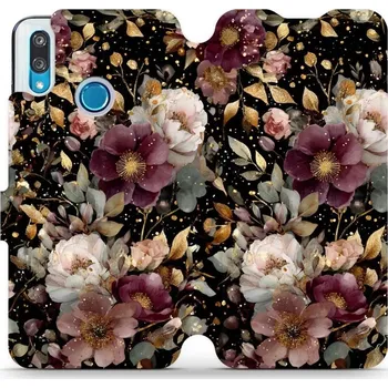 Pouzdro na mobilní telefon Flipové pouzdro Mobiwear - Huawei P Smart 2019 / Honor 10 Lite - V169S Zlatavé kvítky (Knížkové flip pouzdro, obal, kryt na mobil Huawei P Smart 2019 / Honor 10 Lite - V169S Zlatavé kvítky, materiál Umělá kůže + TPU - ochrana 360°, stojánek, silikonová)