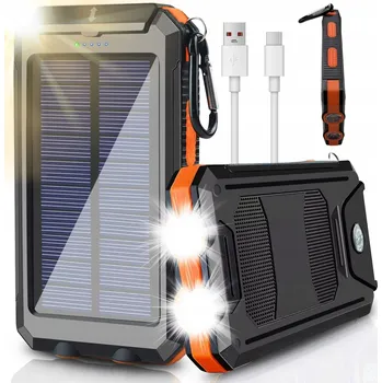 Powerbanka SOLÁRNÍ POWERBANKA 26800mAh PŘENOSNÁ SE VESTAVĚNOU LED SVÍTILNOU A KOMPASEM