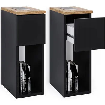 Noční stolek SADA 2 KS NOČNÍCH STOLKŮ 20x30x55CM ÚZKÉ NOČNÍ SKŘÍŇKY SE ZÁSUVKOU A POLICÍ