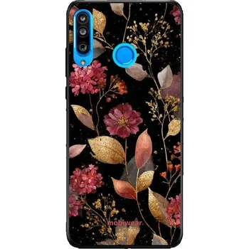 Pouzdro na mobilní telefon Lesklý kryt Mobiwear Glossy - Huawei P30 Lite - G171G Zlatavé lístky a květy (Prémiové lesklé pouzdro, obal, kryt Mobiwear Glossy na mobil Huawei P30 Lite - G171G Zlatavé lístky a květy, materiál Plast + TPU silikon - krytí po všech stranách, neošoupateln