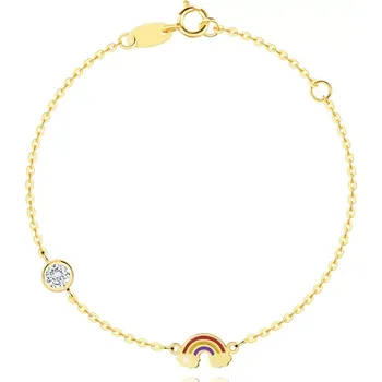 Náramek Dětský náramek ze žlutého zlata 585 - barevná duha, kamínky, čirý zirkon