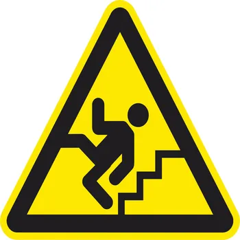 Samolepka BOZP pro označení - Pozor schod – schody 150x150mm