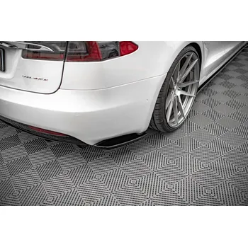 Tuning Maxton Design boční difuzory pod zadní nárazník pro Tesla Model S, černý lesklý plast ABS