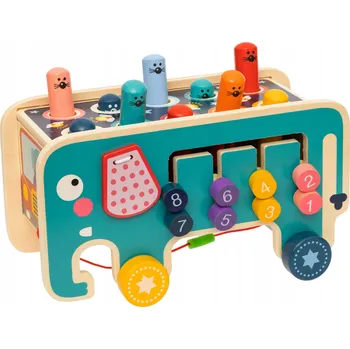 Dřevěná hračka MONTESORRI DŘEVĚNÁ SKLÁDAČKA HRAČKA SLON ZATLOUKAČ