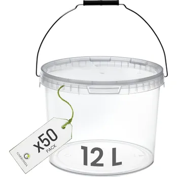 Dóza na potraviny Kbelík s víkem 12 L na potraviny průhledný SET 50 kusů